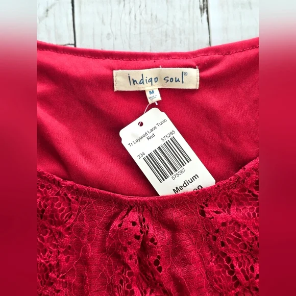 Indigo Soul Burgundy Wine Lace Sequin Flowy Tiered Layered Ruffle Longsleeve Top - Picture 13 of 14